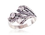 Silver ring# 2100928(POx-Bk)_CZ