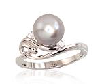 Silver ring# 2101462(PRh-Gr)_CZ+PE-GR