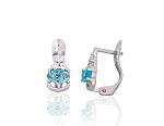 Silver earrings# 2201515(PRh-Gr)_CZ+CZ-AQ