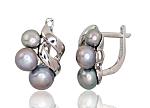 Silver earrings# 2202917(PRh-Gr)_PE-GR