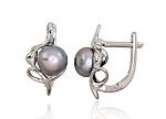 Silver earrings# 2202921(PRh-Gr)_PE-GR
