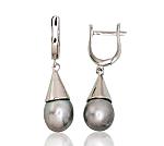 Silver earrings# 2202925(PRh-Gr)_PE-GR