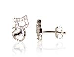 Silver earrings# 2203150(PRh-Gr)_CZ