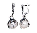 Silver earrings# 2203555(POx-Bk)_PESN