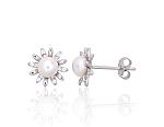 Silver stud  earrings# 2203837(PRh-Gr)_CZ+PE