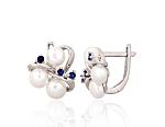 Silver earrings# 2204050(PRh-Gr)_PE+SA