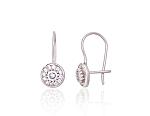 Silver hook earrings# 2204131(PRh-Gr)_CZ
