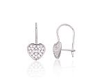 Silver hook earrings# 2204134(PRh-Gr)_CZ
