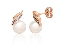 Zelta auskari-puseti # 1201486(Au-R+PRh-W)_DI+PE