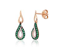 Zelta auskari-puseti # 1201552(Au-R+PRh-W+PRh-Bk)_DI+EM