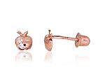 Gold screw studs earrings# 1200086(Au-R)_CZ