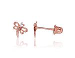 Gold screw studs earrings# 1200486(Au-R)_CZ