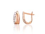 Gold Earrings# 1201612(Au-R+PRh-W)_CZ