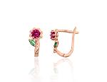 Gold Earrings# 1201698(Au-R)_CZ-RO+CZ-G