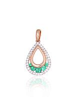 Gold pendant# 1301071(Au-R+PRh-W)_DI+EM