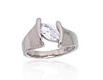 Silver ring# 2101711(PRh-Gr)_CZ