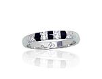 Silver ring# 2101843(PRh-Gr)_CZ+ML-BK