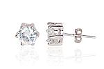 Silver stud  earrings# 2203001(PRh-Gr)_CZ