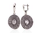 Silver earrings# 2203599(POx-Bk)_CZ