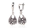 Silver earrings# 2203601(POx-Bk)_CZ