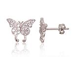Silver earrings# 2203685(PRh-Gr)_CZ