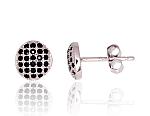 Silver stud  earrings# 2203734(PRh-Gr)_CZ-BK