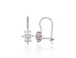 Silver hook earrings# 2203828(PRh-Gr)_CZ