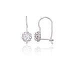 Silver hook earrings# 2203830(PRh-Gr)_CZ