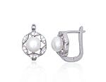 Silver earrings# 2203842(PRh-Gr)_CZ+PE