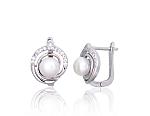 Silver earrings# 2203844(PRh-Gr)_CZ+PE
