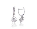 Silver earrings# 2203853(PRh-Gr)_CZ