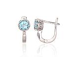 Silver earrings# 2204020(PRh-Gr)_CZ+TZLB