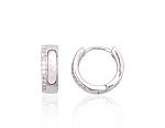 Silver hoop earrings# 2204111(PRh-Gr)_CZ+PL-W