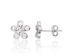 Silver stud  earrings# 2204136(PRh-Gr)_CZ