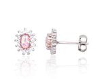 Silver stud  earrings# 2204141(PRh-Gr)_CZ+OP-PI