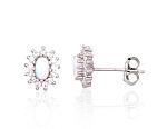 Silver stud  earrings# 2204141(PRh-Gr)_CZ+OP-W