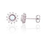 Silver stud  earrings# 2204142(PRh-Gr)_CZ+OP-W