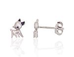 Silver stud  earrings# 2204157(PRh-Gr)_ML-W+ML-BK