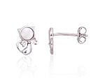 Silver stud  earrings# 2204158(PRh-Gr)_CZ+PL