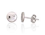 Silver stud  earrings# 2204159(PRh-Gr)_CZ-BK+PL