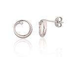 Silver stud  earrings# 2204162(PRh-Gr)_CZ+PL