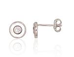 Silver stud  earrings# 2204163(PRh-Gr)_CZ+PL