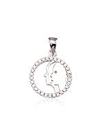 Silver pendant# 2300385(PRh-Gr)_CZ