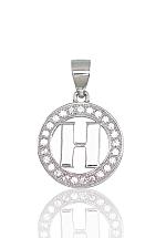 Silver pendant# 2301003(PRh-Gr)_CZ