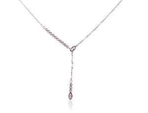 Silver necklace# 2500131(PRh-Gr)_CZ