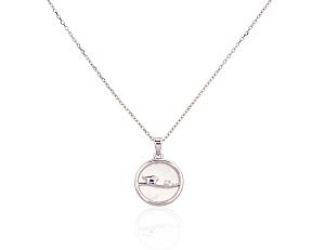 Silver necklace# 2500134(PRh-Gr)_CZ+PL