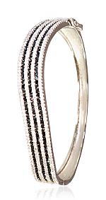 Silver bracelet# 2600106(PRh-Gr)_CZ+CZ-BK