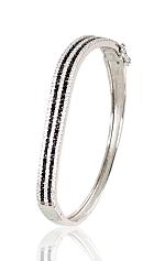 Silver bracelet# 2600212(PRh-Gr)_CZ+CZ-BK