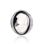 Silver brooch# 2920144(POx-Bk)_ON+PL