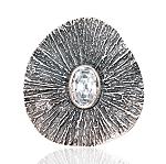 Silver brooch# 2920160(POx-Bk)_CZ